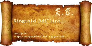 Ringwald Bálint névjegykártya